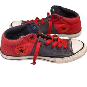 Converse All Star Mid Axel Sneakers Shoes High Top Red Gray Boys 5
